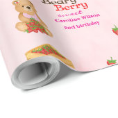 Beary Berry Sweet Pink Strawberry Cub Girly Cadeaupapier (Rol Hoek)