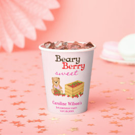 Beary Berry Sweet Pink Strawberry Girl Verjaardag Papieren Bekers