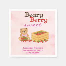 Beary Berry Sweet Strawberry Cub Girl Party Servet