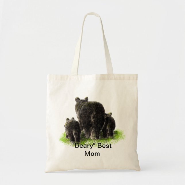 "Beary" Beste Humor met waterverf zwarte Beren Tote Bag (Voorkant)