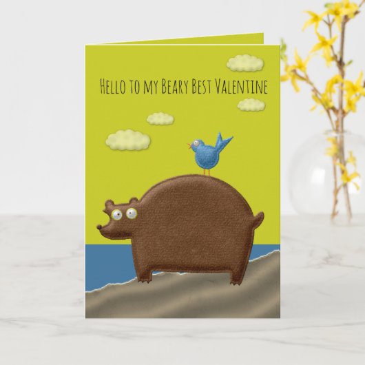 Beary Beste Valentijn Card Kaart (Gele Bloem)