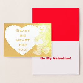 Beary Big Heart voor je Beer Valentijnsdag Folie Kaarten