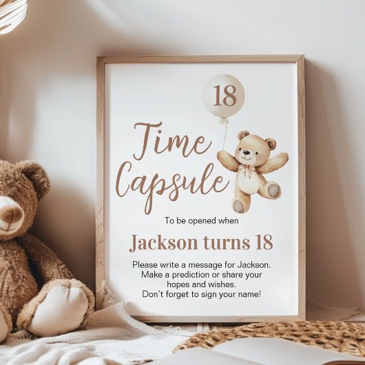 Beary Birthday Beer Balloon Time Capsule Poster