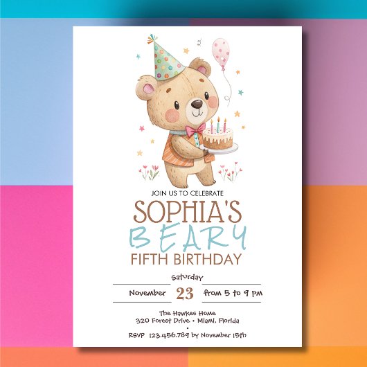 Beary-birthday with tedy bear kaart
