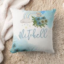 Beary Boho Rainbow Blue Balloon Personaliseren