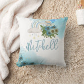 Beary Boho Rainbow Blue Balloon Personaliseren Kussen (Deken)