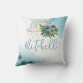 Beary Boho Rainbow Blue Balloon Personaliseren Kussen (Achterkant)