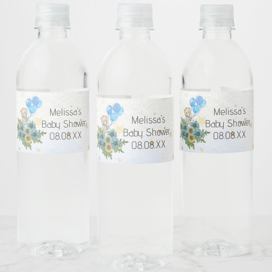 Beary boho regenboog beer blauw ballon custom waterfles etiket