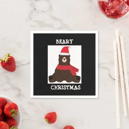 Beary Borwn Holiday Party Napkin Servet (Insitu)