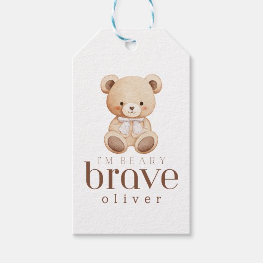beary brave childhood cancer sick kids custom name cadeaulabel (Voorkant)