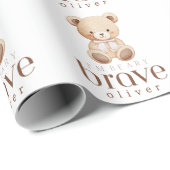 beary brave childhood cancer sick kids custom name cadeaupapier (Rol Hoek)