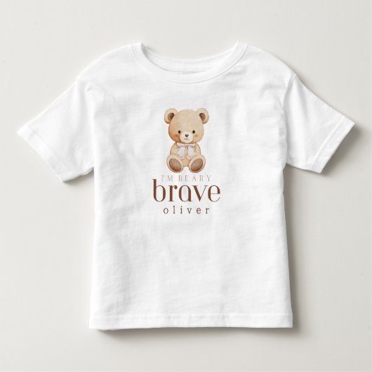 beary brave childhood cancer sick kids custom name kinder shirts (Voorkant)