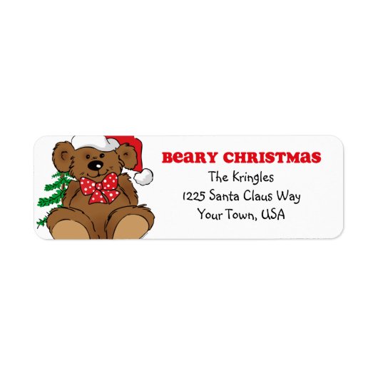 Beary Christmas Adreslabel Etiket (Voorkant)
