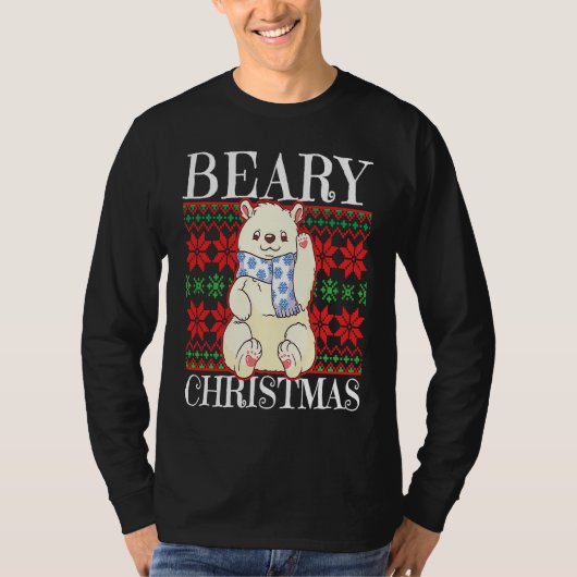 Beary Christmas Christmas Polar Bear Ugly Sweater T-shirt (Voorkant)