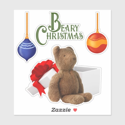 Beary Christmas Custom-Cut Vinyl Stickers (Vel)