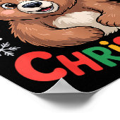 Beary Christmas Cute Bear Santa Funny Holiday  Poster (Hoek)