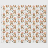 Beary Christmas gepersonaliseerd inpakpapier | Sch (Vlak)