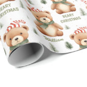 Beary Christmas gepersonaliseerd inpakpapier | Sch (Rol Hoek)