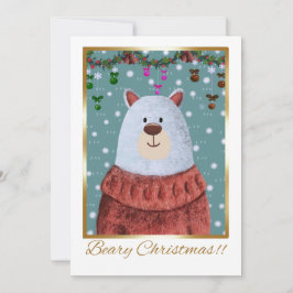 Beary Christmas Kaart Schattige Beer in feestelijk