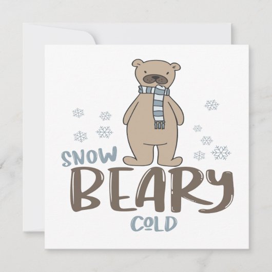 Beary Cold Bear Kerstmis Kaart (Voorkant)