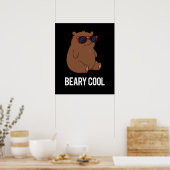Beary Cool Funny Brown Beer Pun Dark BG Poster (Keuken)