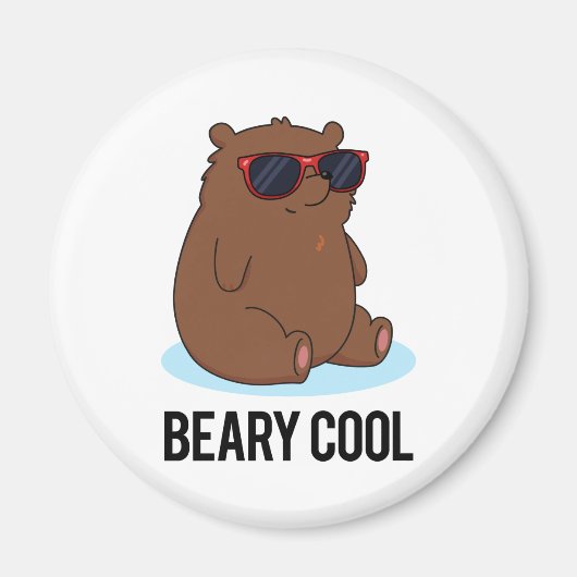 Beary Cool Funny Brown Beer Pun Magneet (Voorkant)