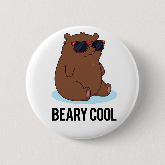Beary Cool Funny Brown Beer Pun Ronde Button 5,7 Cm (Voorkant)