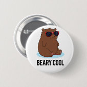 Beary Cool Funny Brown Beer Pun Ronde Button 5,7 Cm (Voorkant /achterkant)