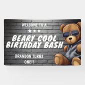 Beary Cool Hip Hop Teddy Bear Eerste Verjaardagsfe Spandoek (Horizontaal)