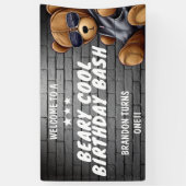 Beary Cool Hip Hop Teddy Bear Eerste Verjaardagsfe Spandoek (Verticaal)