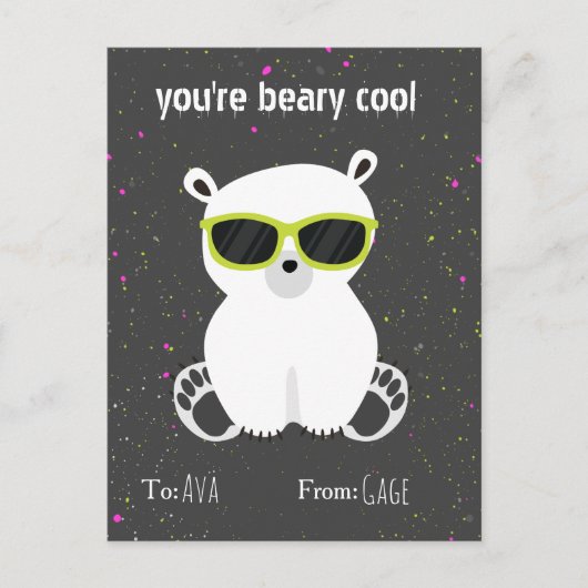 Beary Cool Polar Beer Sunglazen Kinder Valentijn Briefkaart (Voorkant)