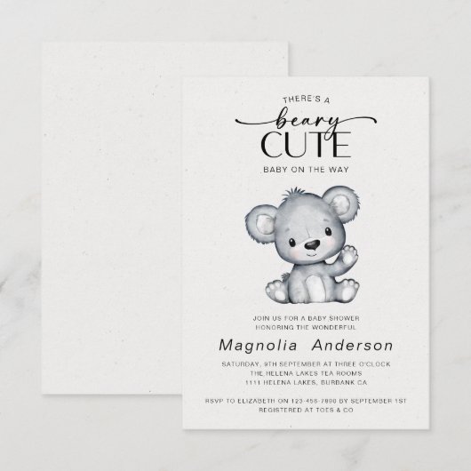 Beary Cute Beer Baby shower Kaart (Voorkant / Achterkant)