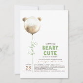 Beary Cute Gold Balloon Teddy Bear Baby shower Kaart (Voorkant)