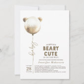 Beary Cute Gold Balloon Teddy Bear Baby shower Kaart (Voorkant)