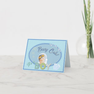Beary Cute Het is een jongensaankondiging Bedankkaart