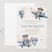 Beary Cute Pilot baby shower invitation Kaart (Voorkant / Achterkant)