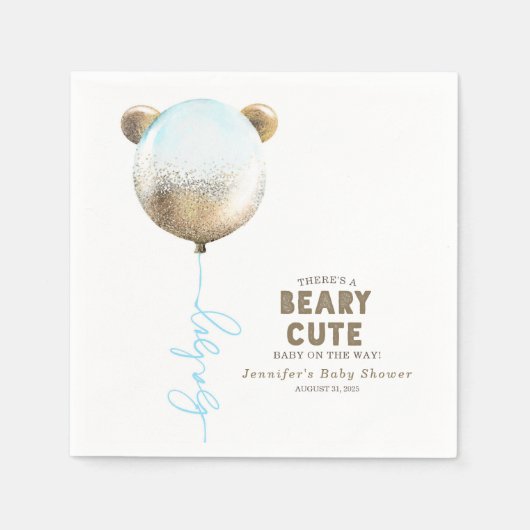 Beary Cute Teddy Bear Ballon Baby shower Servet (Voorkant)