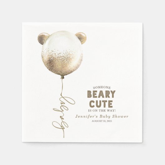 Beary Cute Teddy Bear Ballon Baby shower Servet (Voorkant)