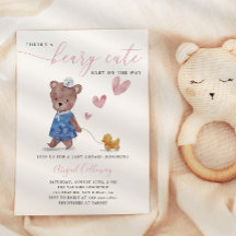 Beary Cute Teddy Bear Girl Baby shower Invitation
