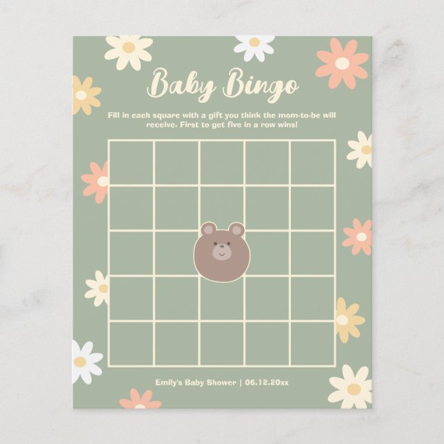 Beary Cute Teddy Bear Jongens Baby Shower Bingo Sp (Voorkant)