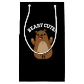 Beary Cute Teddy Bear Pun Dark BG Klein Cadeauzakje (Voorkant)