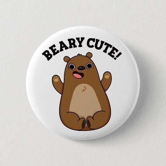 Beary Cute Teddy Bear Pun Ronde Button 5,7 Cm (Voorkant)