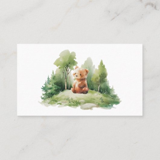 Beary Cute Woodland Baby shower Boeken voor Baby Visitekaartje (Achterkant)