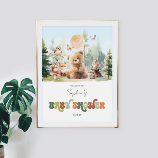 Beary Cute Woodland Baby shower Foto Afdruk