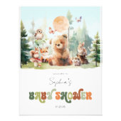 Beary Cute Woodland Baby shower Foto Afdruk (Voorkant)