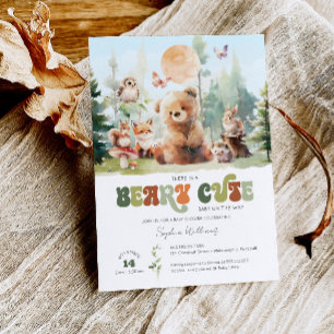 Beary Cute Woodland Baby shower Invitation Kaart