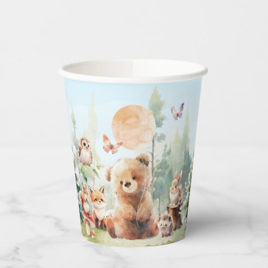Beary Cute Woodland Baby shower Papieren Bekers (Links)