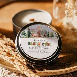 Beary Cute Woodland Baby shower Ronde Sticker