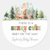 Beary Cute Woodland Baby shower Ronde Sticker (Voorkant)