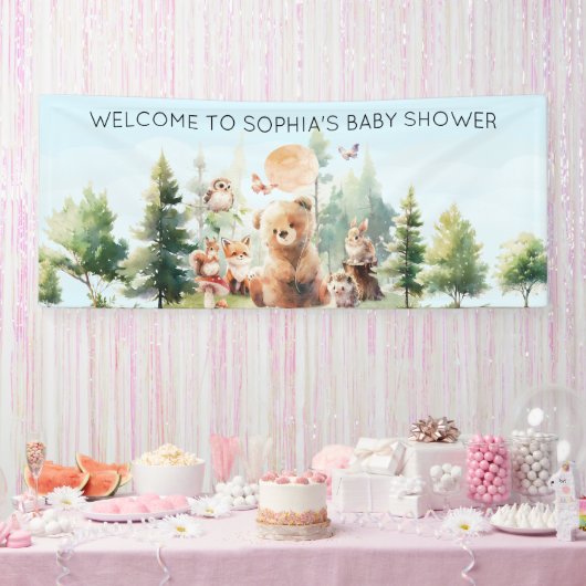 Beary Cute Woodland Baby shower Spandoek (Feest)